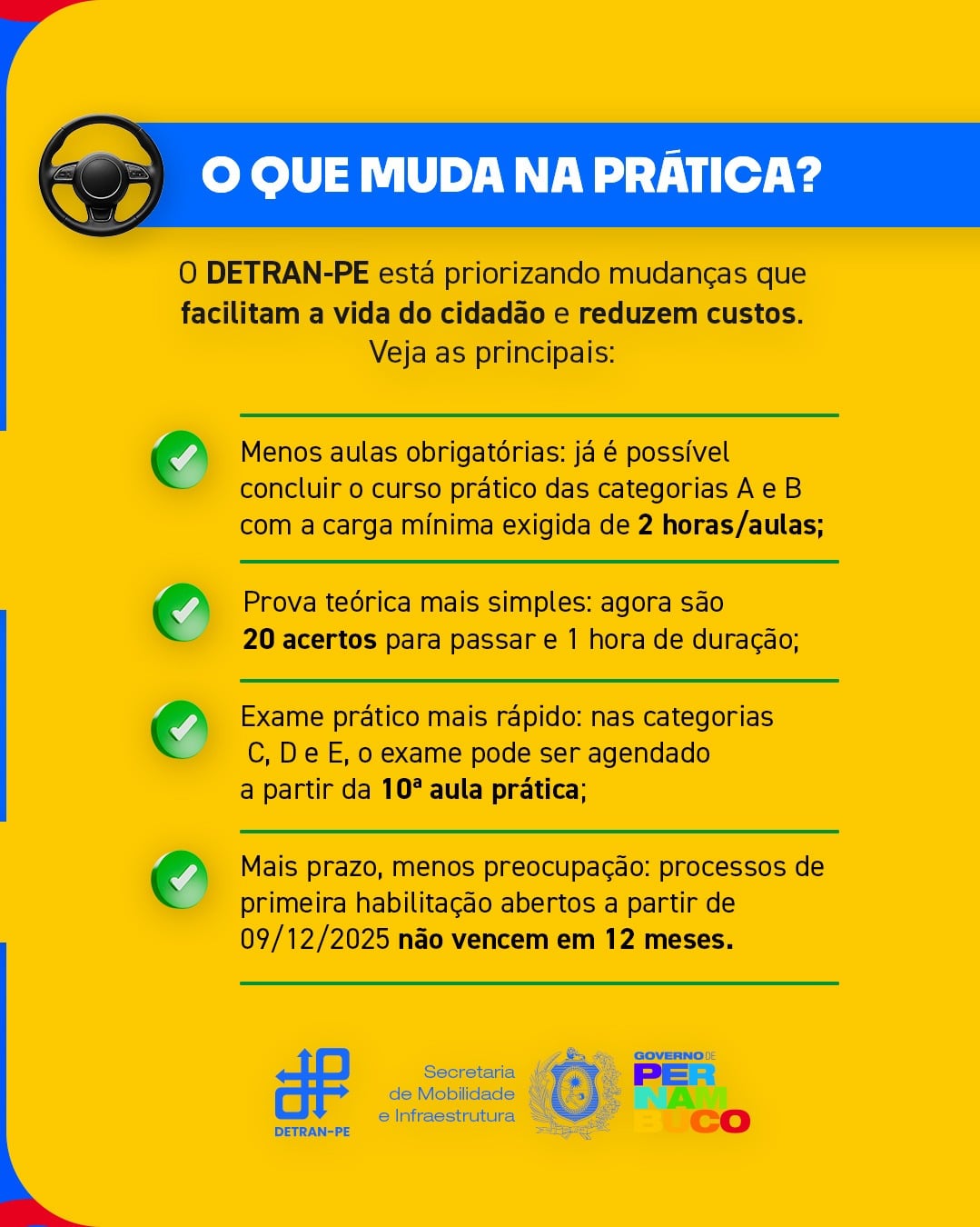 Regras para validação da CNH do Brasil em Pernambuco