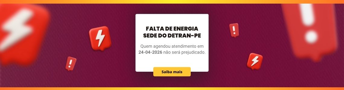 Pela falta de energia na sede do DETRAN-PE alguns serviços foram reagendados para a semana seguinte de Abril.