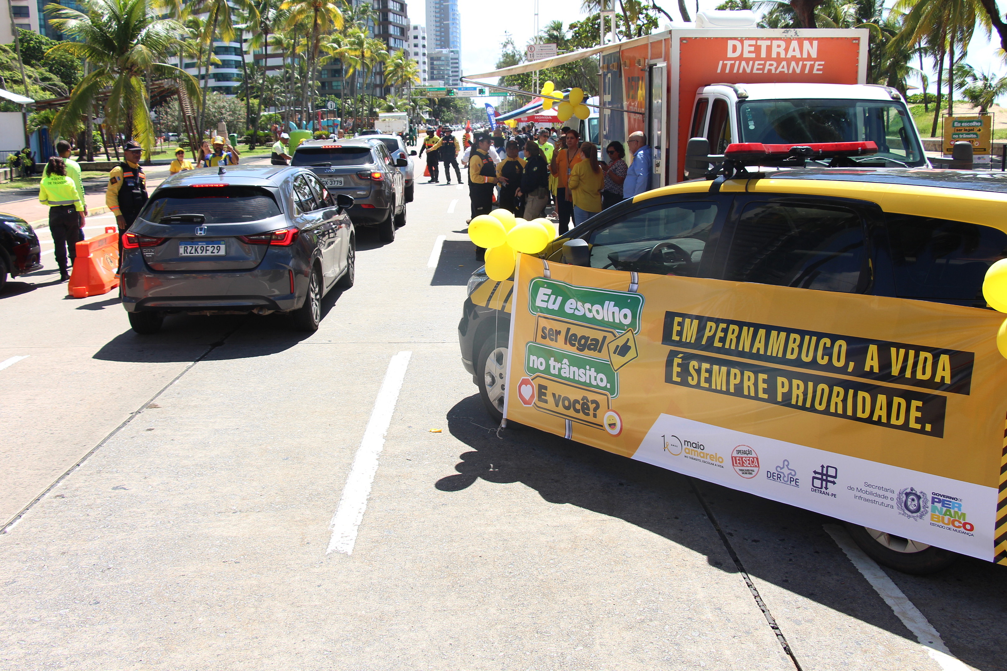 Na foto, abertura do Maio Amarelo 2023, hoje (02/05/2023), no segundo jardim em Boa Viagem.