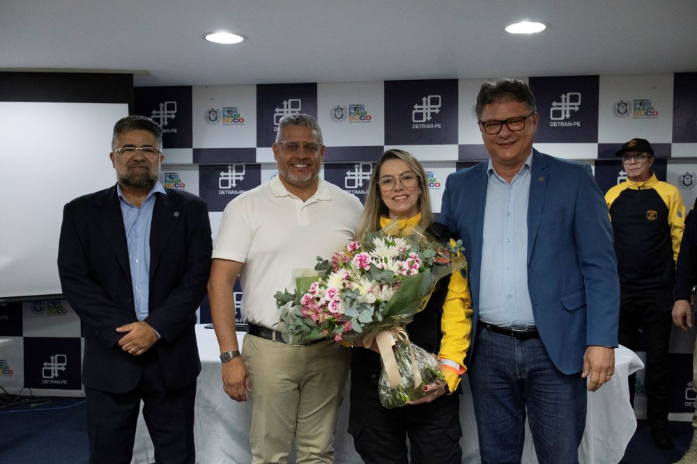 Diretor-Presidente Vladimir Lacerda, Emilia Florencio, Tibério Noronha (Diretor de Engenharia e Fiscalização de Trânsito) e Heliopólis Gleibison (Gerência de Fiscalização e Infrações de Trânsito)